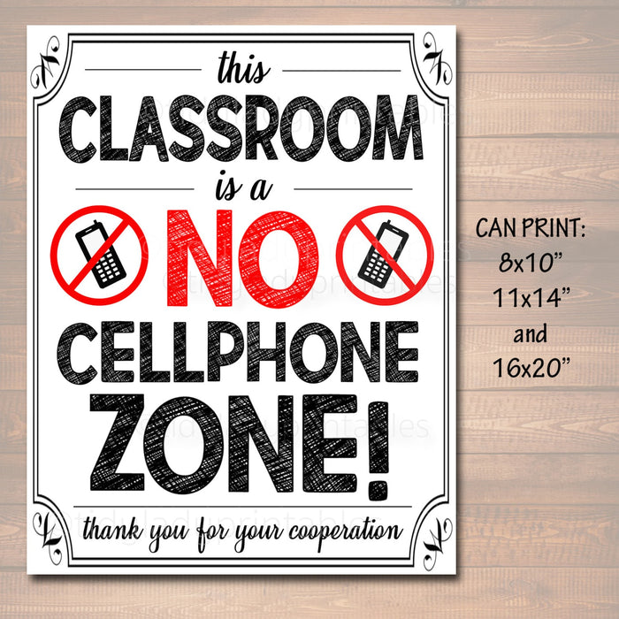 No Cellphones Allowed School Poster - No Phone Zone