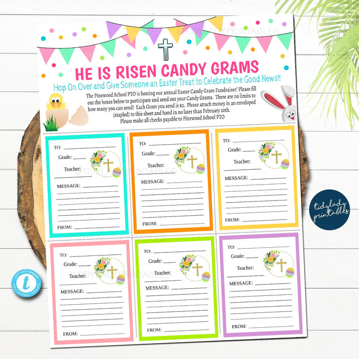 Religious Easter Candy Gram Flyer, School Fundraiser Template, Easter Bunny Candy Church Community Event, School Pto Pta, Editable Template
