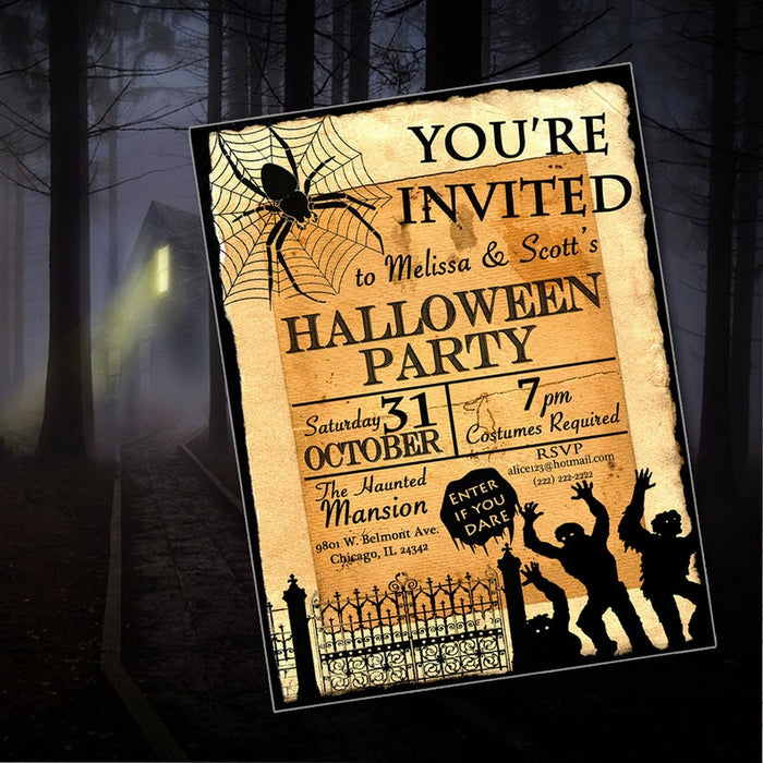 Printable Halloween Invitation, Haunted House, Costume Party Invitation, Scary Adult Party Invite, Adult Halloween, Scary Party Invitation