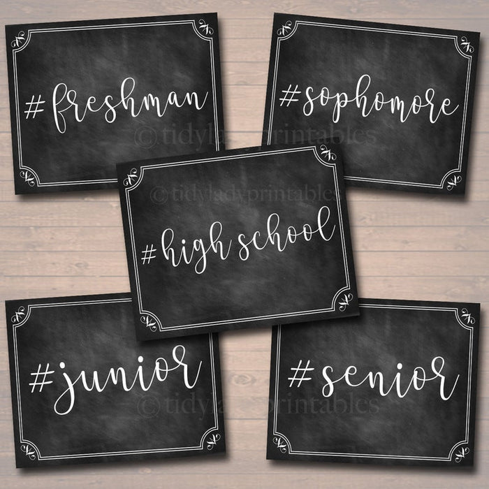 Hashtag High School First Day Of School Chalkboard Printable Signs