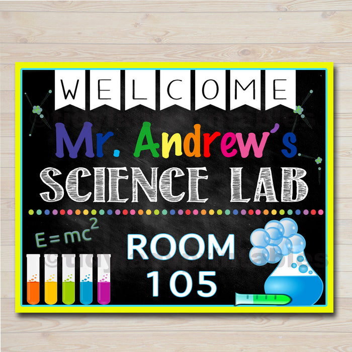 Science Teacher Classroom Door Sign - Editable DIY Template