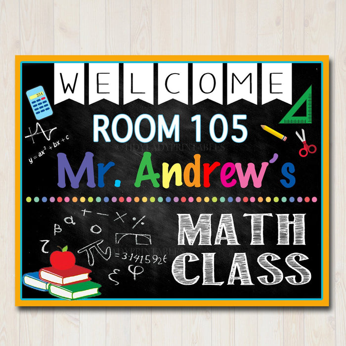 MATH Teacher Classroom Door Sign - Editable DIY Template