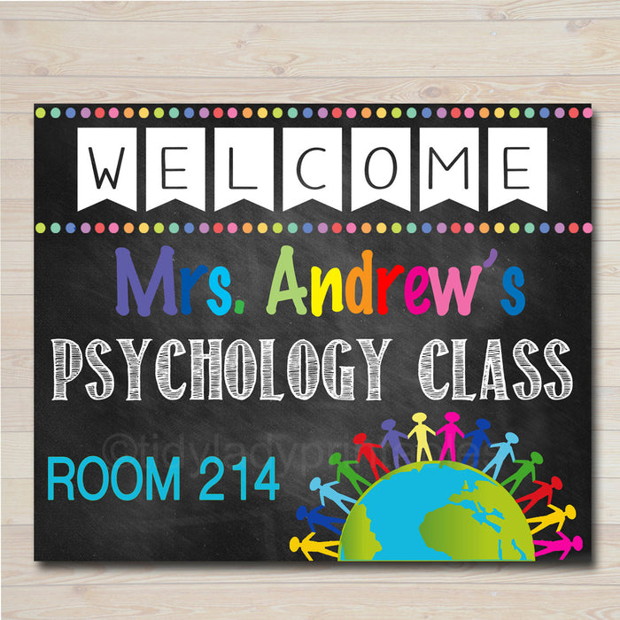Social Studies Teacher Classroom Door Sign - Editable DIY Template