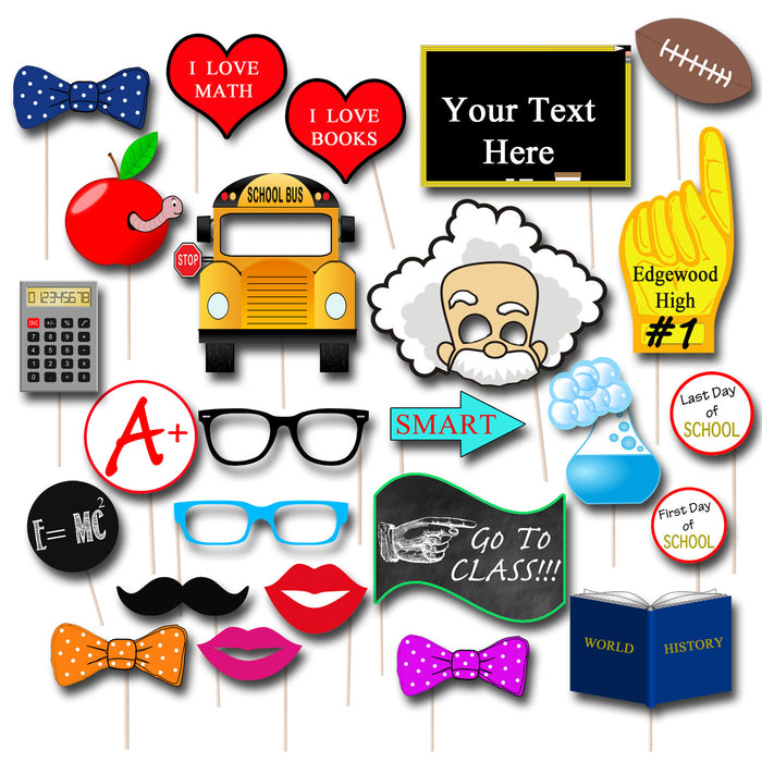 EDITABLE Back to School Photo Booth Props, End of Summer Party Props, Printable School Props INSTANT DOWNLOAD,  1st Day of School Party Sign
