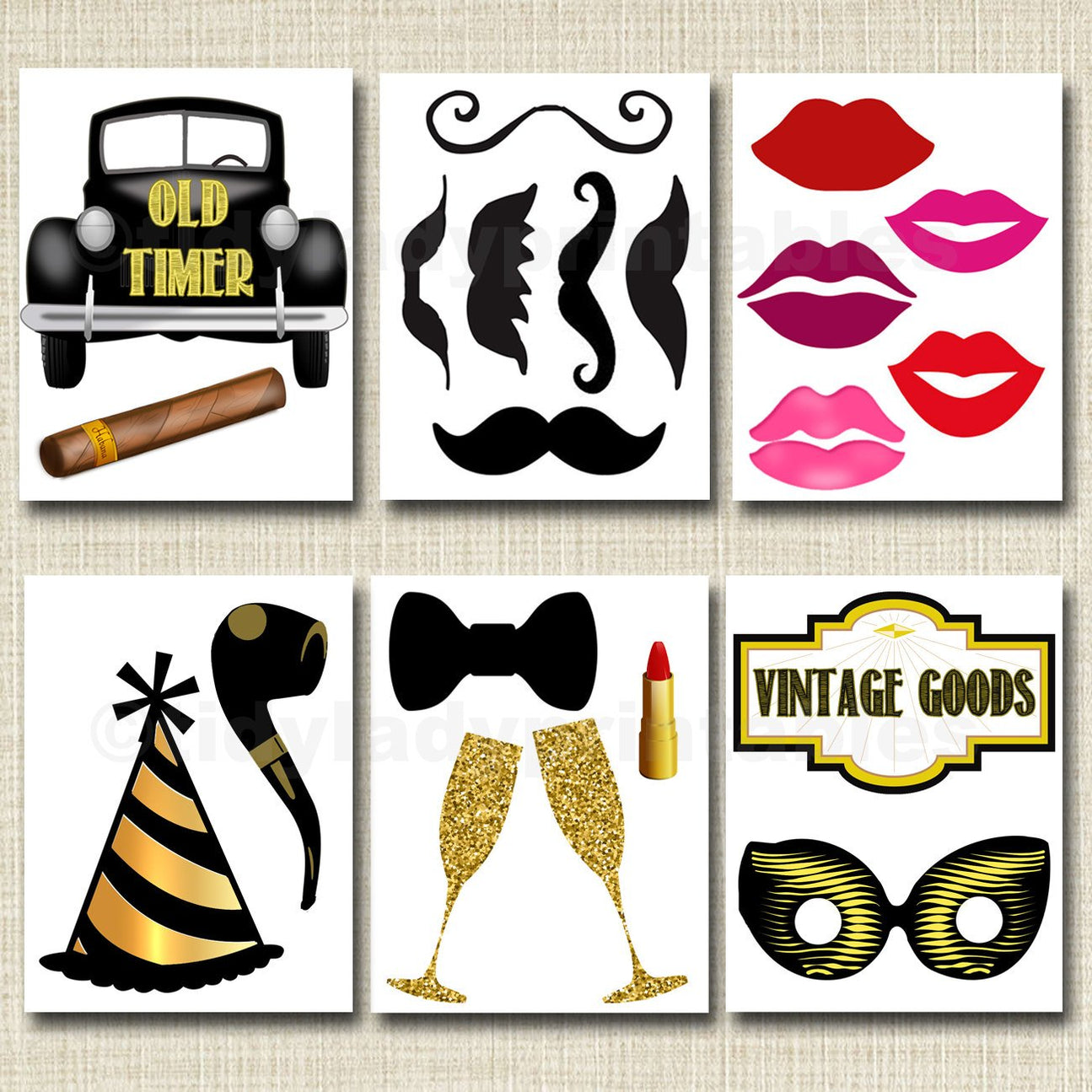 EDITABLE 80th Birthday Party Photobooth Props — TidyLady Printables