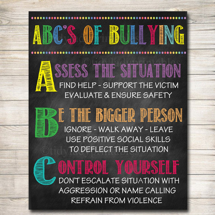 Anti Bully Poster Pack, Classroom Decor, Counselor Office Decor, Educational Classroom Decor, No Bullying Prevention Signs School Office Art