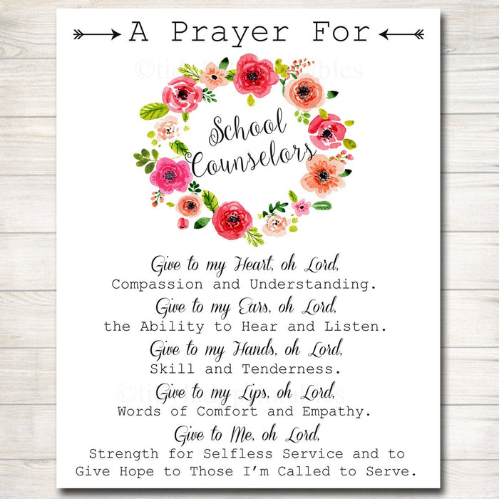 School Counselor Prayer Art, School Counselor Gift, Guidance Counselor Office Decor Wall Art, INSTANT DOWNLOAD Religious Counselor Printable