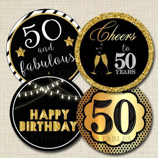50th Birthday Cupcake Toppers PRINTABLE Cheers to Fifty Years, Cupcake Decoration 50th Birthday Cake Decor 50th Party Decor INSTANT DOWNLOAD