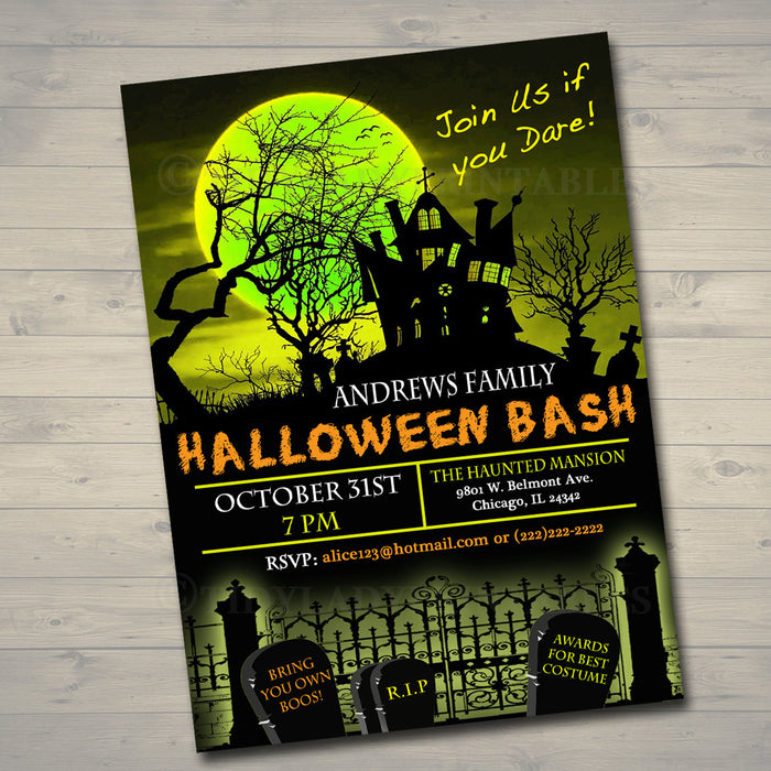 Printable Halloween Invitation, Haunted House, Costume Party Invitation, Scary Adult Party Invite, Adult Halloween, Scary Party Invitation