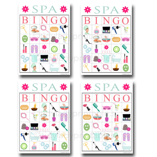 Spa Bingo Printable Game, Girls Party Game, Spa Party, Beauty Party, Pamper Party Sleepover Game, Printable BINGO Game - INSTANT DOWNLOAD