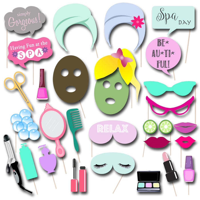 SPA Day Photobooth Props - INSTANT DOWNLOAD - Printable Party Props - Spa Party, Sleepover Party, Pamper Party Props, Girl Spa Birthday Prop
