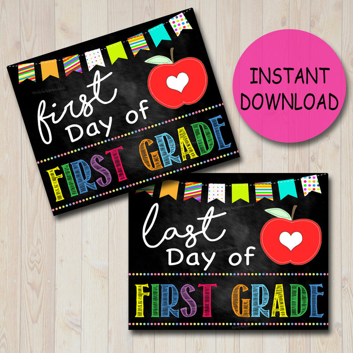 Back to School Photo Prop, First/Last Day of School Chalkboard Signs, FIRST Grade, 1st Day of School Printable, INSTANT DOWNLOAD, Digital