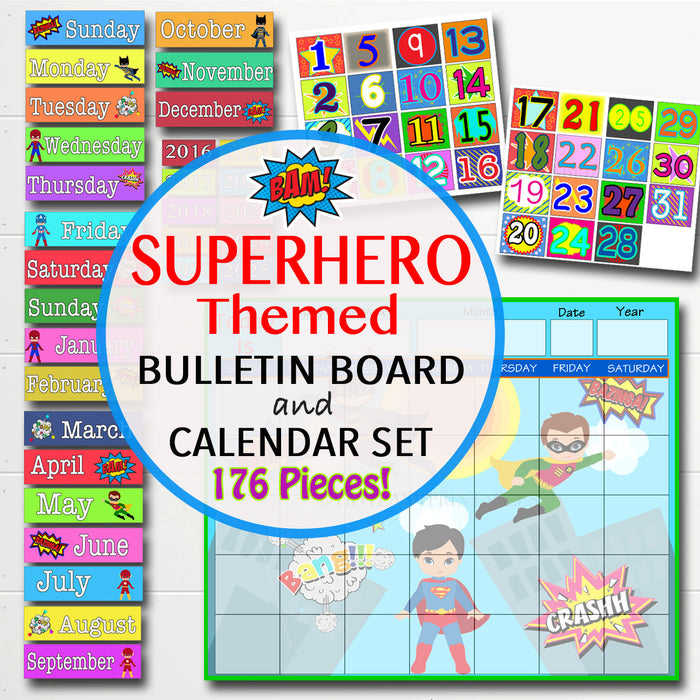Superhero Classroom Bulletin Board Decorations, 176 Pieces!