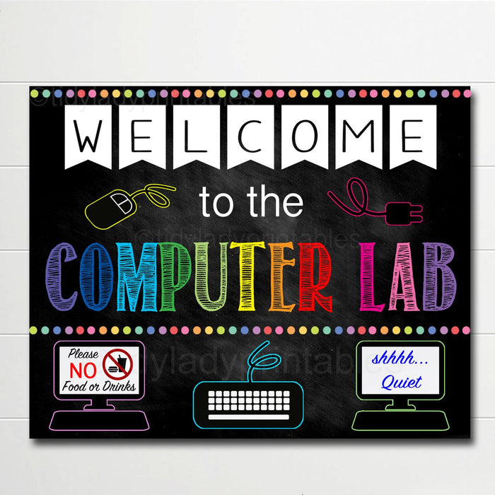 Computer Lab School Sign, Classroom Decor, Teacher Door Sign, Computers Class Sign, Classroom Decorations, Classroom Rules Chalkboard Poster