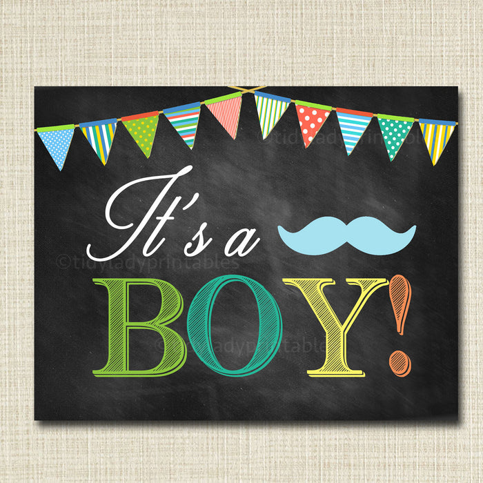It's a Boy Pregnancy Announcement, Printable Chalkboard Poster Prop, Boy Pregancy Reveal, Little Man Mustache Photo Prop, Boy Gender Reveal