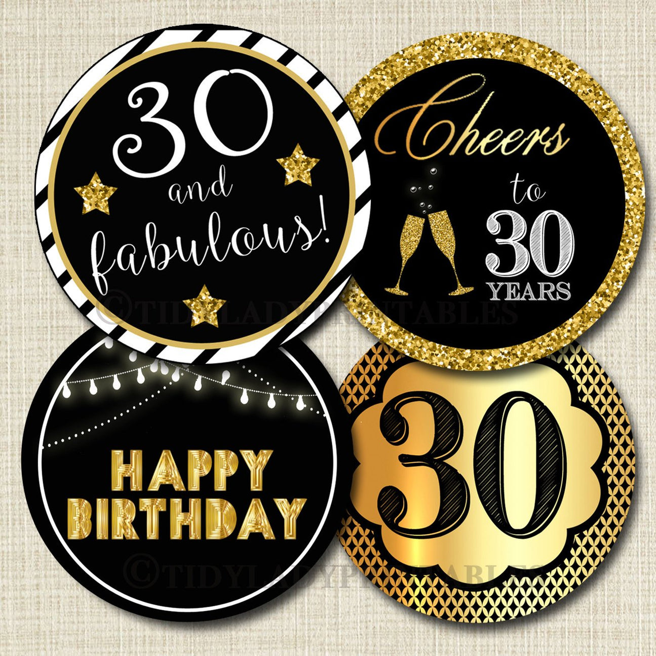 30th Birthday Cupcake Toppers | TidyLady Printables