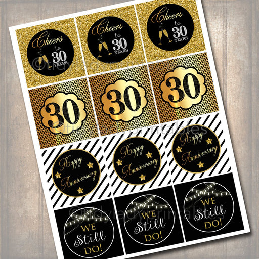 30th Anniversary Cupcake Toppers PRINTABLE Cheers to Thirty Years Cupcake Decoration 30th Anniversary Cake 30th Party Decor INSTANT DOWNLOAD
