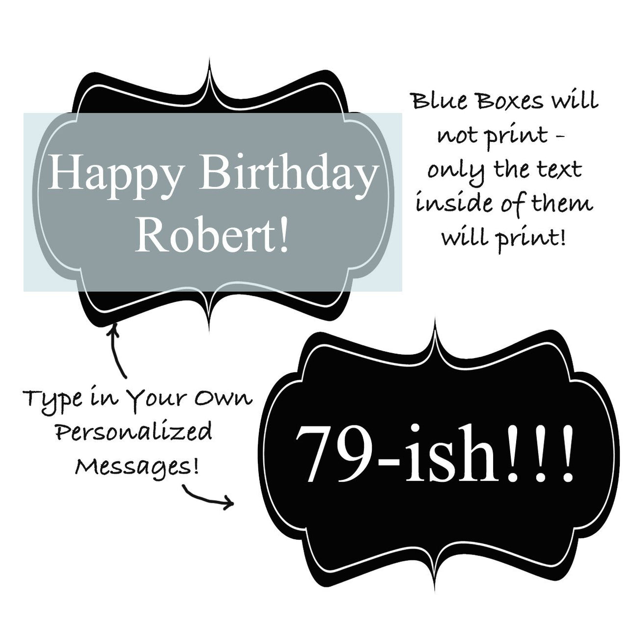 EDITABLE 80th Birthday Party Photobooth Props — TidyLady Printables