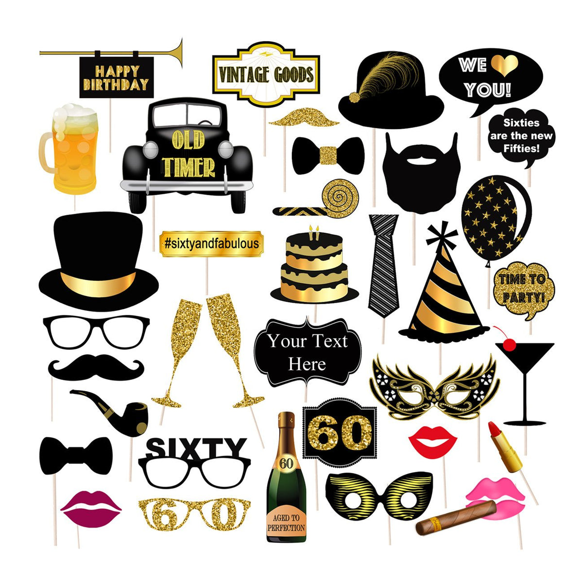 60th Birthday Party Photobooth Props | TidyLady Printables