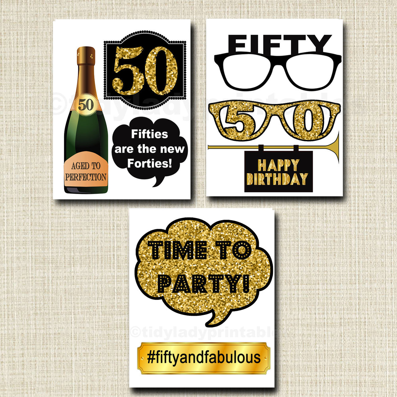 50th Birthday Party Photo Booth Props | TidyLady Printables 50th Birthday Party Photo Booth Props | TidyLady Printables