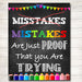 Classroom Decor, Mistakes Are Proof You're Trying Poster, Counselor Office Poster, Social Work Office Art, Educational Motivational Poster