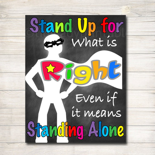 Classroom Decor, Counselor Office Poster, Stand Up for What is Right Motivational Poster, Classroom Decorations, School Superhero Classroom