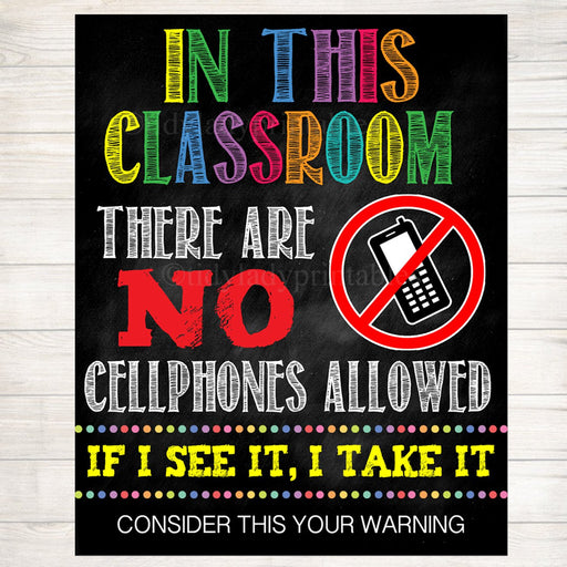 No Cellphones Allowed School Poster, Classroom Decor, Classroom Management INSTANT DOWNLOAD, Classroom Poster, no phones sign, No Phone Zone