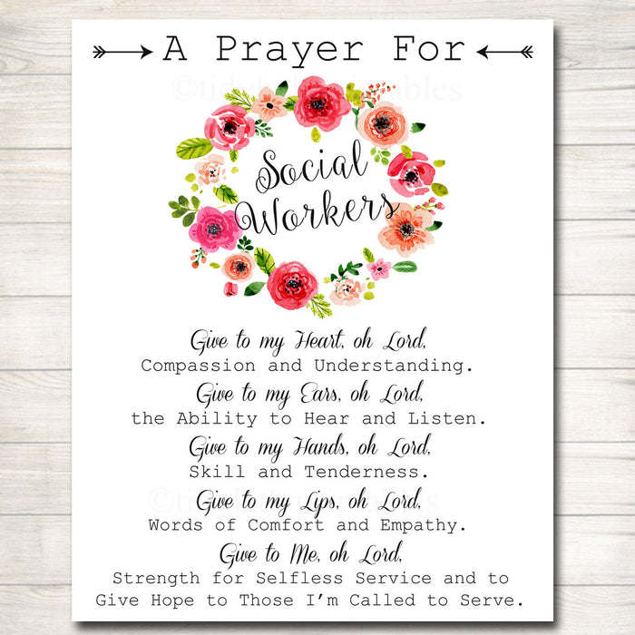 Social Worker Prayer Art, Social Worker Gift, Social Worker Office Decor Printable Wall Art, INSTANT DOWNLOAD Religious Social Worker Poster