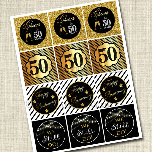 50th Anniversary Cupcake Toppers, PRINTABLE, Cheers to 50 Years, Cupcake Decoration, 50th Wedding Anniversary, 50th Anniversary Party Decor