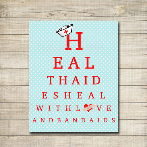 Health Aide Office Decor, School Health Aide Poster, Nurse Decor,  INSTANT DOWNLOAD, Health Room Art, Doctor Office Decor, Love and Bandaids