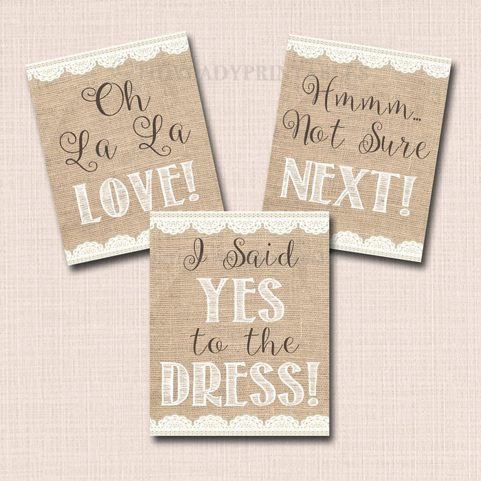 Say Yes To The Dress Signs, Yes to the Dress Paddle Game, INSTANT DOWNLOAD Bridal Game, Wedding Dress Sign Bridal Dress Shopping Bride to Be