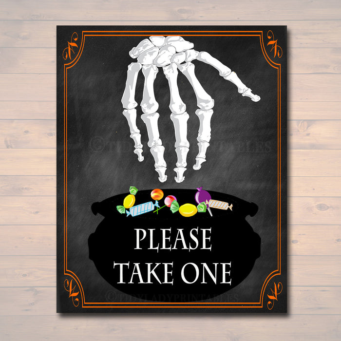 Please Take One Halloween Candy Sign, Chalkboard Halloween Decor, Candy Bar Sign, Trick or Treat Sign, Halloween Wedding,  INSTANT DOWNLOAD
