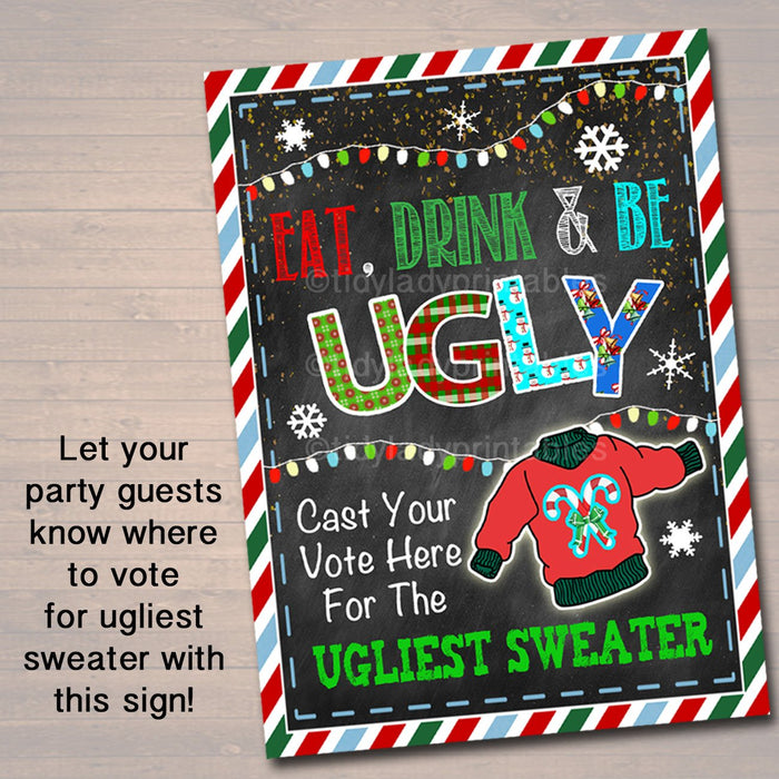 EDITABLE Ugly Sweater Party Awards, Holiday Award Labels, Chirstmas Custom Wine Labels, Ugly Sweater Prizes, Vote For the Ugliest Sweater