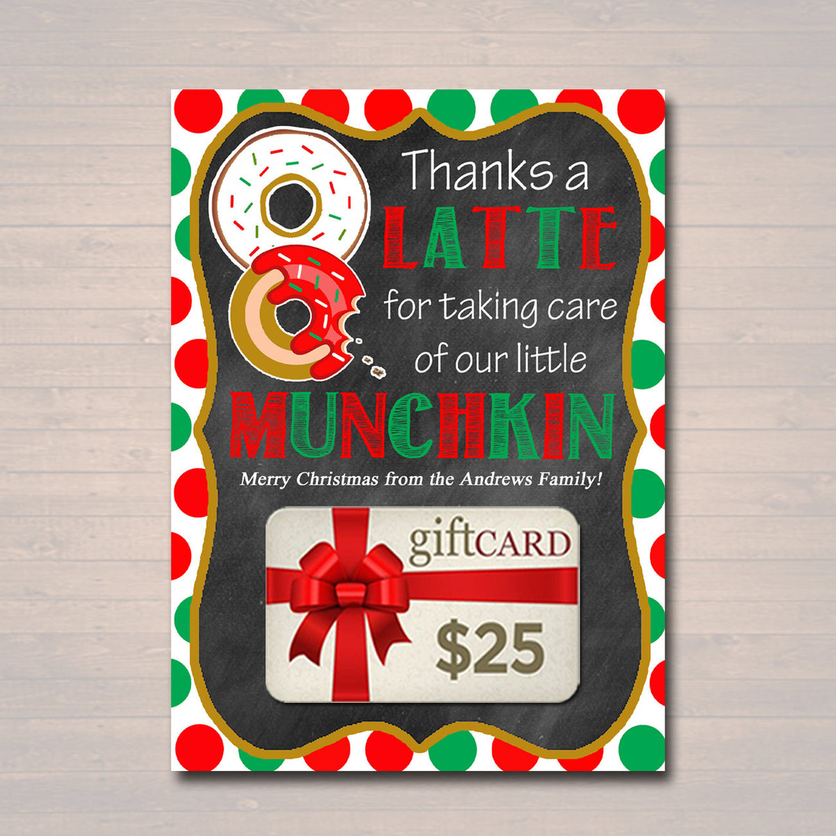 Christmas Thanks a Latte Coffee Donut Gift Card Holder — TidyLady Printables christmas-thanks-a-latte-coffee-donut-gift-card-holder-tidylady-printables