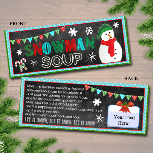 EDITABLE Snowman Soup Bag Toppers, Printable Snowman Soup Tags, INSTANT DOWNLOAD, Christmas Bag Toppers, Hot Cocoa Bag Topper, Teacher Gifts