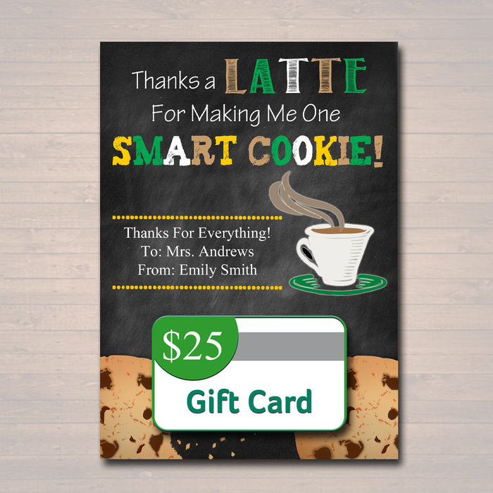 Coffee Gift Card Holder, Teacher Gifts Thank You