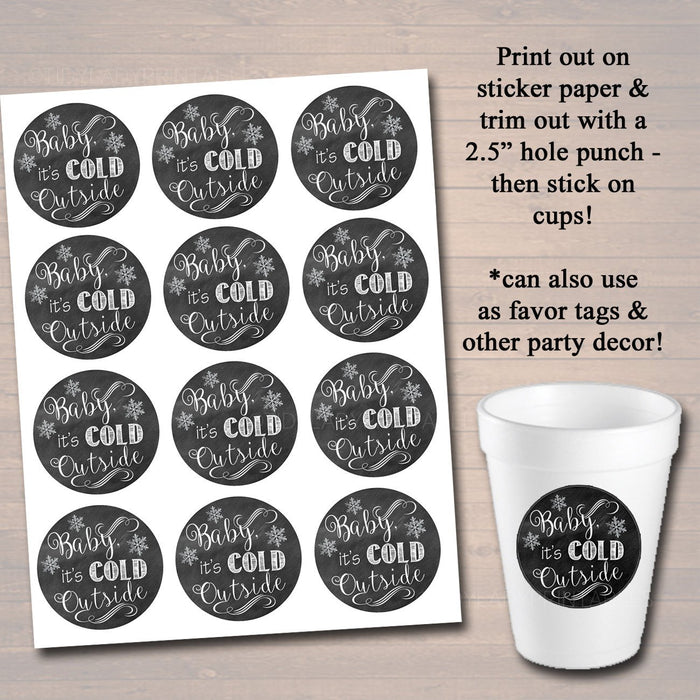 EDITABLE DIY Hot Chocolate Bar Party Set, Printable Baby It's Cold Outside Sign, Christmas Party, Winter Onederland Party, Winter Wedding