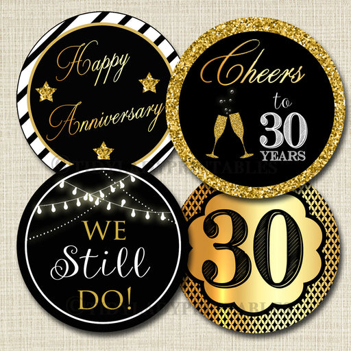 30th Anniversary Cupcake Toppers PRINTABLE Cheers to Thirty Years Cupcake Decoration 30th Anniversary Cake 30th Party Decor INSTANT DOWNLOAD