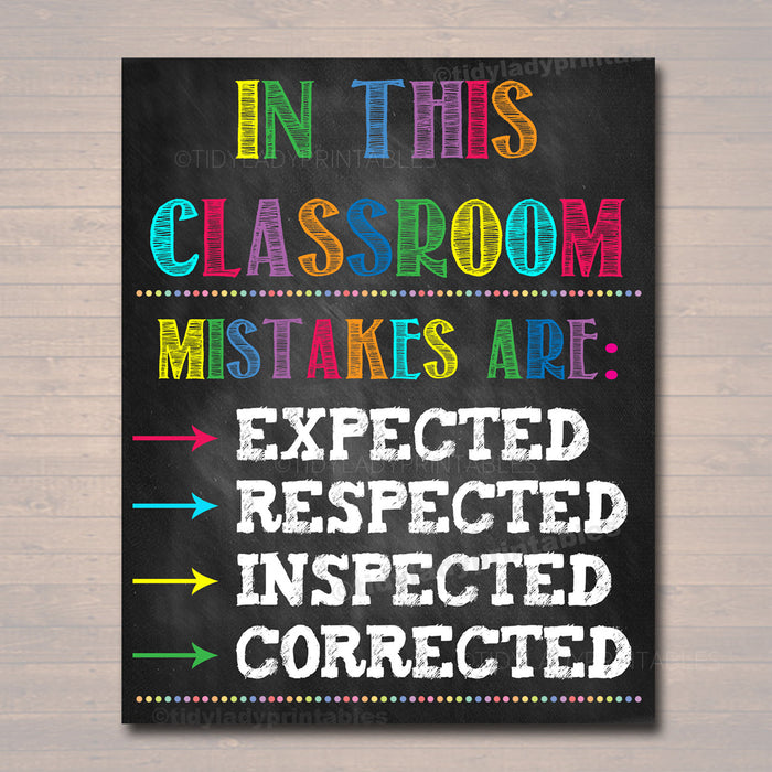 Classroom Decor, Mistakes Are Proof You're Trying Poster, Classroom Poster, Educational Motivational Poster, Mistakes Expected, Respected