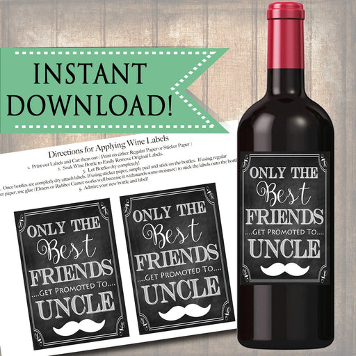 Best Friends Get Promoted to Uncle, Beer & Wine Label Pregnancy Announcement INSTANT DOWNLOAD, You're Going to Be An Uncle Pregnancy Reveal