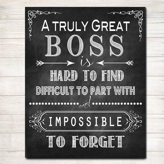 Boss Retirement Gift, Boss's Day Gift, Manager Supervisor Gift, A Truly  Great Boss Thank You Gift, Retirement Chalkboard Printable Wall Art - Etsy