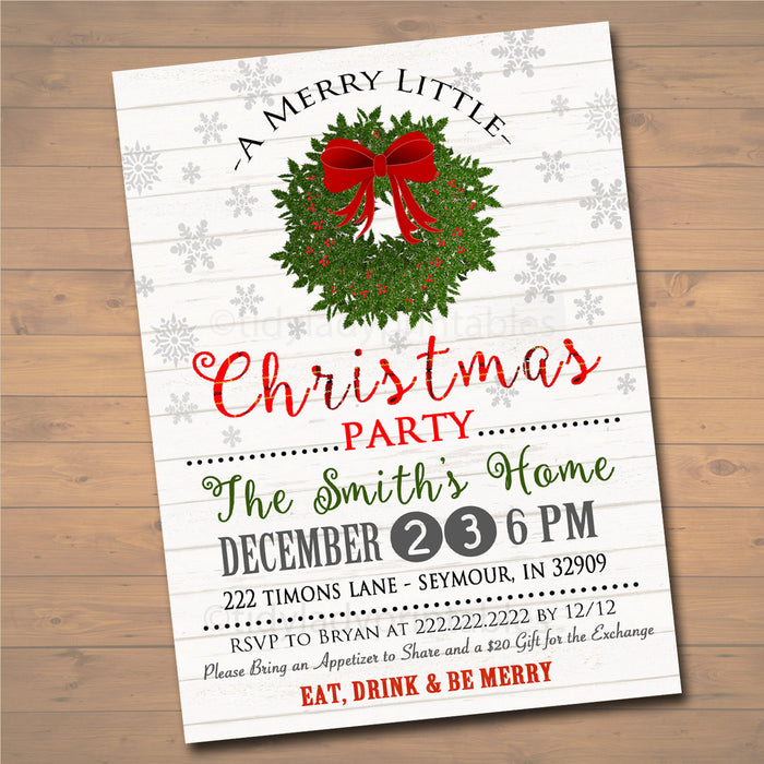 Christmas Party Invitation, Rustic Holiday Party Invitation, Farmhouse Plaid Christmas Card, Plaid Flannel Vintage Christmas Card