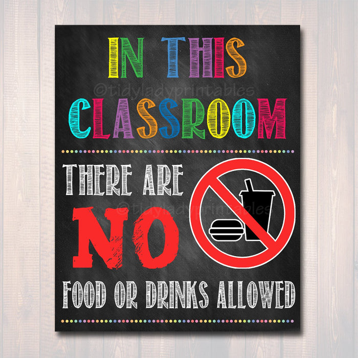 No Food or Drinks Allowed School Poster, Classroom Decor, Classroom Management INSTANT DOWNLOAD, Classroom Poster, no food sign, Class Rules
