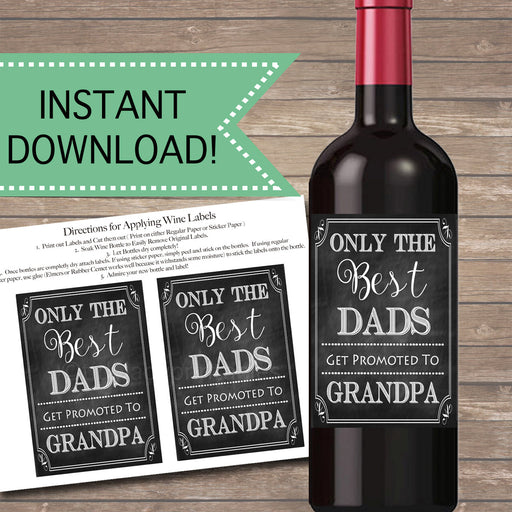 Best Dads Get Promoted to Grandpa, Beer & Wine Label Pregnancy Announcement INSTANT DOWNLOAD, You're Going to Be A Grandpa Pregnancy Reveal