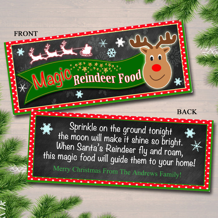 EDITABLE Magic Reindeer Food Bag Toppers, Printable Reindeer Food Tags, INSTANT DOWNLOAD, Xmas Bag Toppers Kids Christmas Eve, Teacher Gifts