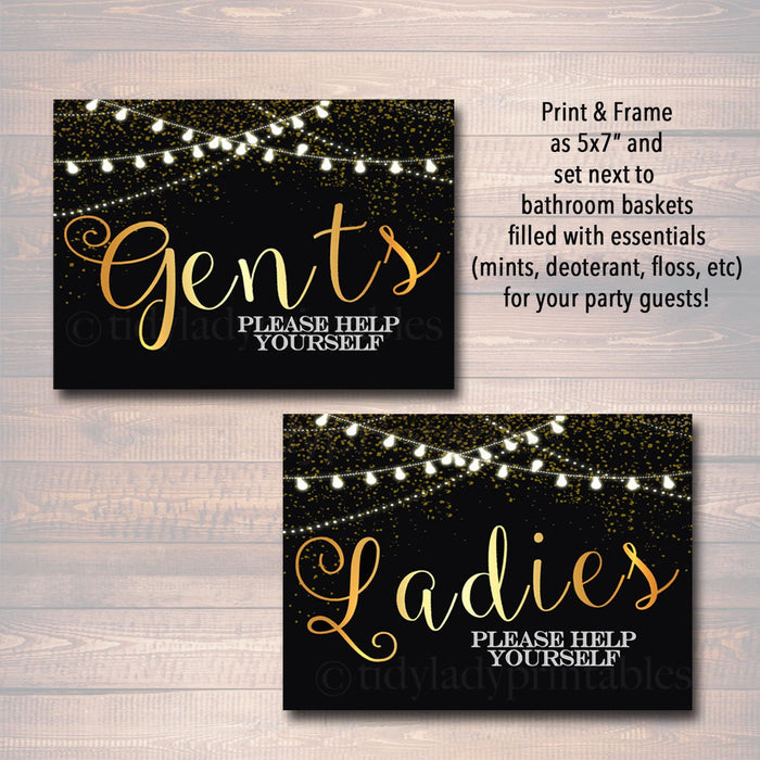 black-and-gold-party-decor-bathroom-basket-signs-tidylady-printables for Wedding Bathroom Basket Sign Free Printable Black and Gold Party Decor - Bathroom Basket Signs — TidyLady Printables for Wedding Bathroom Basket Sign Free Printable