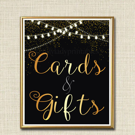 Cards & Gifts Signs, Black and Gold Party Decor, Graduation Party, Birthday Party, Wedding Decorations, Card Table, Gift Table Art Printable