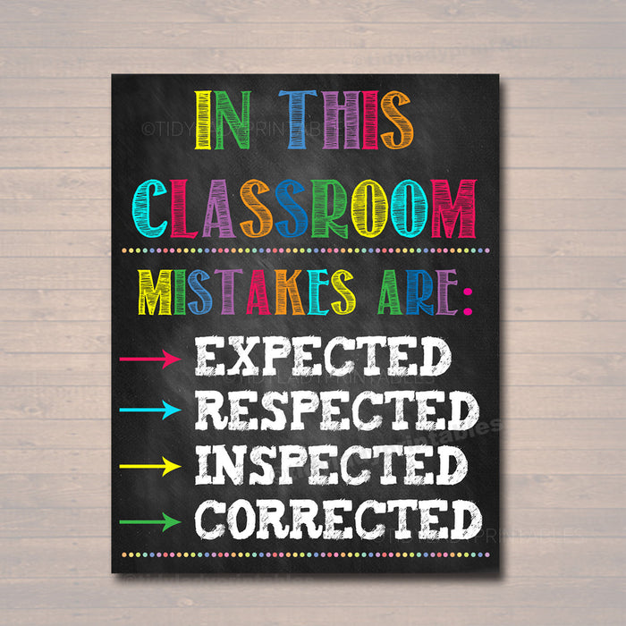 Classroom Decor, Mistakes Are Proof You're Trying Poster, Classroom Poster, Educational Motivational Poster, Mistakes Expected, Respected