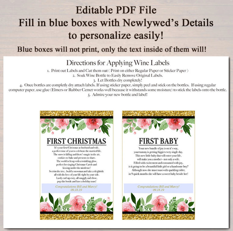 Marriage Firsts Wine Labels | TidyLady Printables
