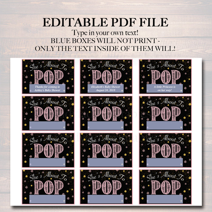 Girl Baby Shower Mini Champagne Labels | TidyLady Printables girl-baby-shower-mini-champagne-labels-tidylady-printables